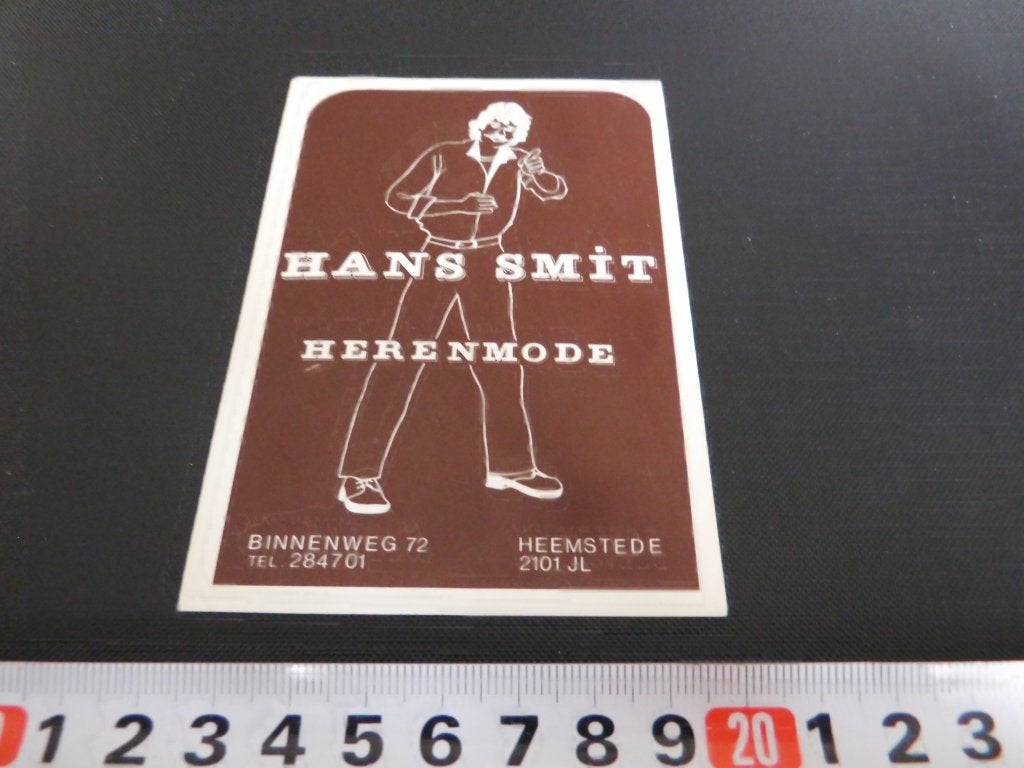 sticker heemstede hans smit herenmode binnenweg 72, Verzamelen, Stickers, Ophalen, Zo goed als nieuw