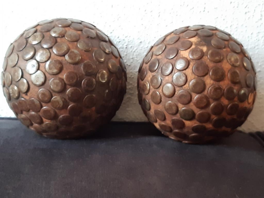Stoere houten "spijkerbal""massief ,puur sober, Antiek en Kunst, Ophalen of Verzenden