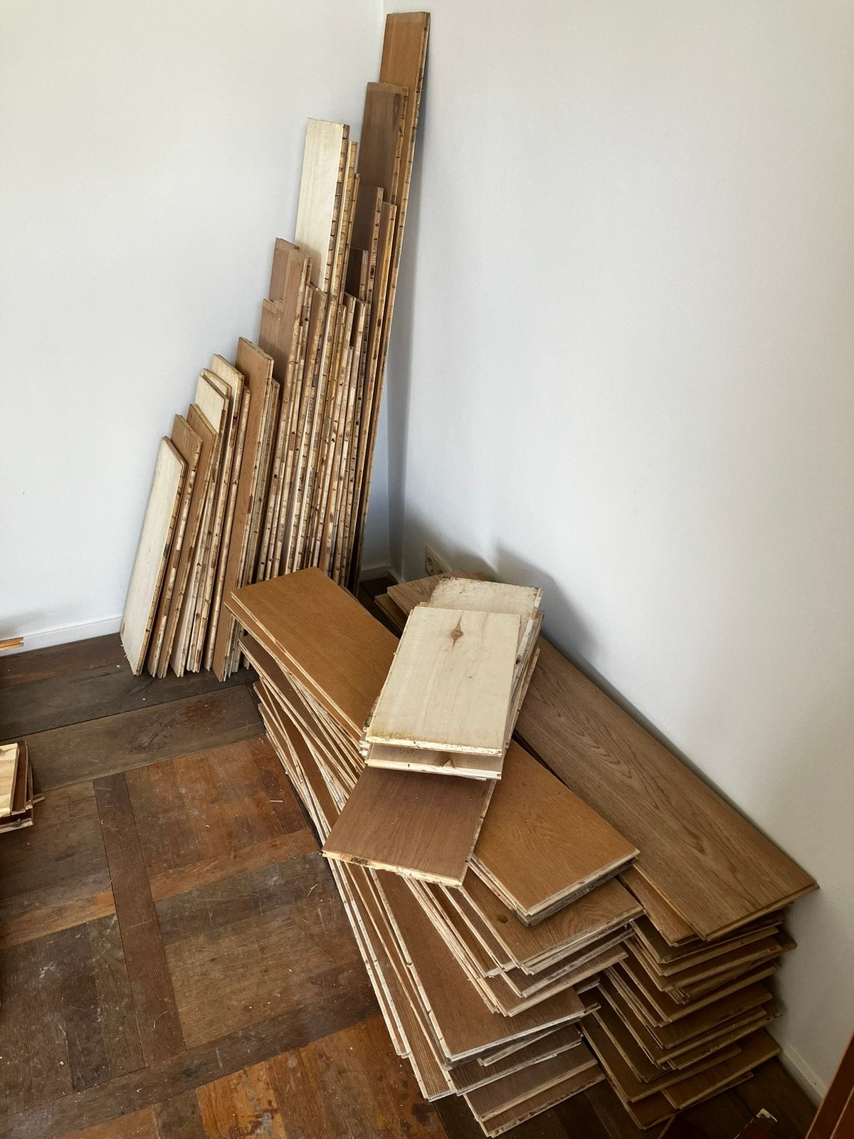 10m2 eiken 3 laags parket / multiplank 13mm dik 19cm breed, Zo goed als nieuw, 10 m² of meer, 10 tot 30 cm, Hout
