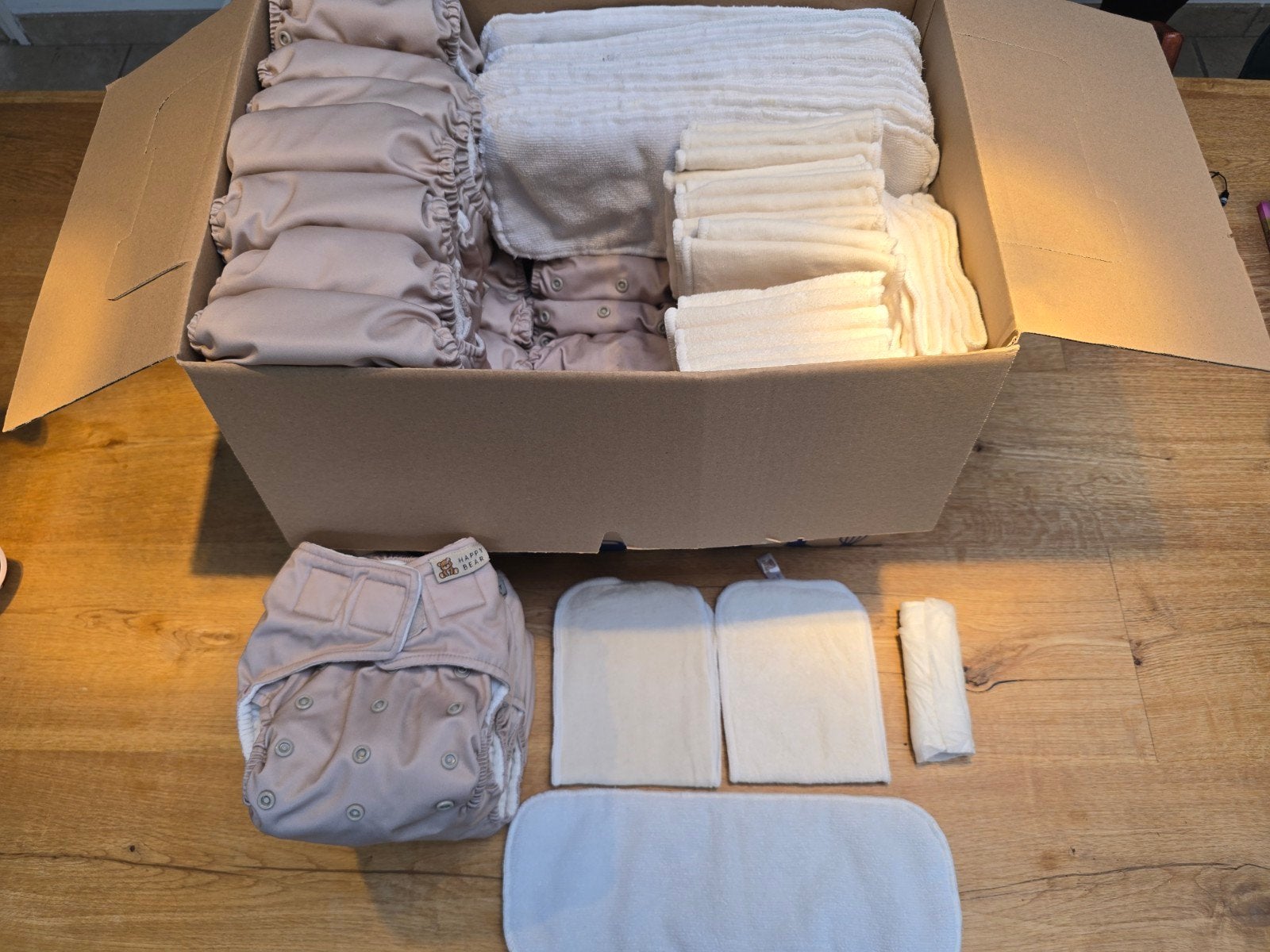 32 Wasbare HAPPYBEAR Luiers met Boosters (1 maand - 3 jaar), Kinderen en Baby's, Kinderspulletjes, Ophalen of Verzenden, Gebruikt