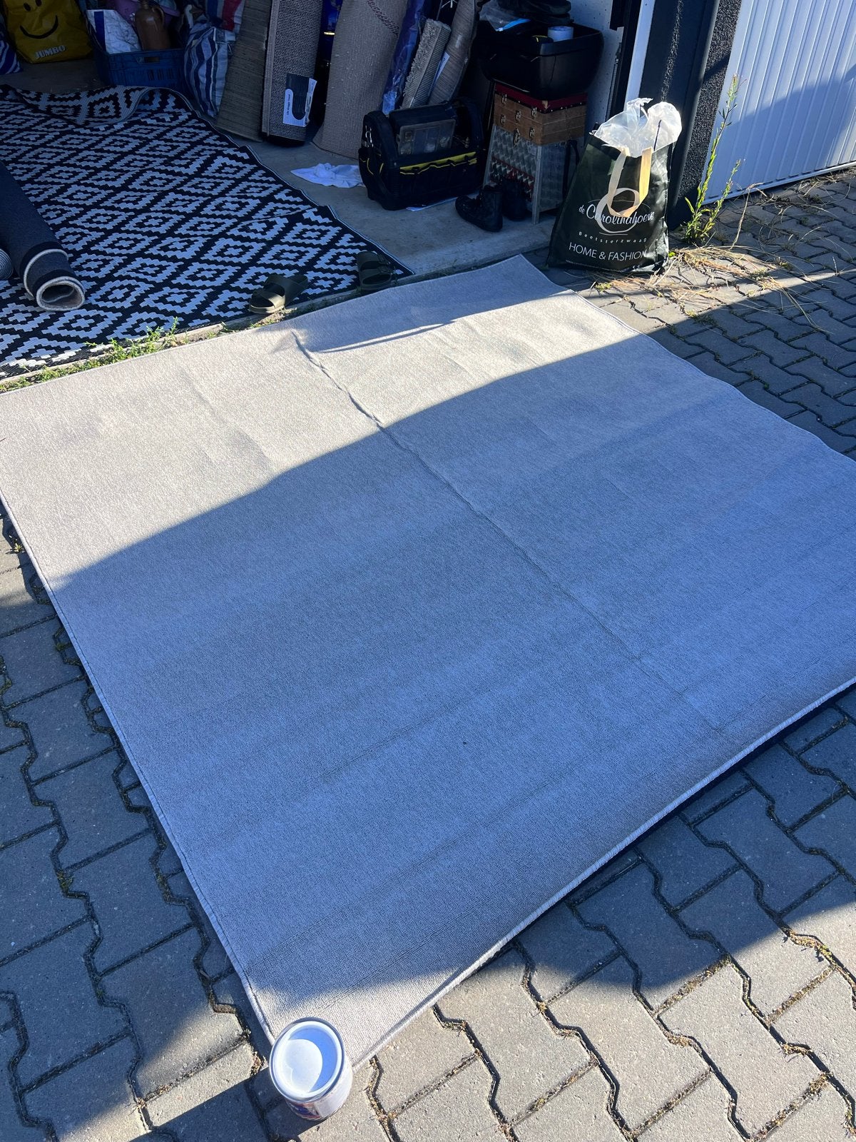 Laagpolig vierkant vloerkleed 200x200 cm - Crème, Ophalen, Vierkant, Nieuw, 200 cm of meer