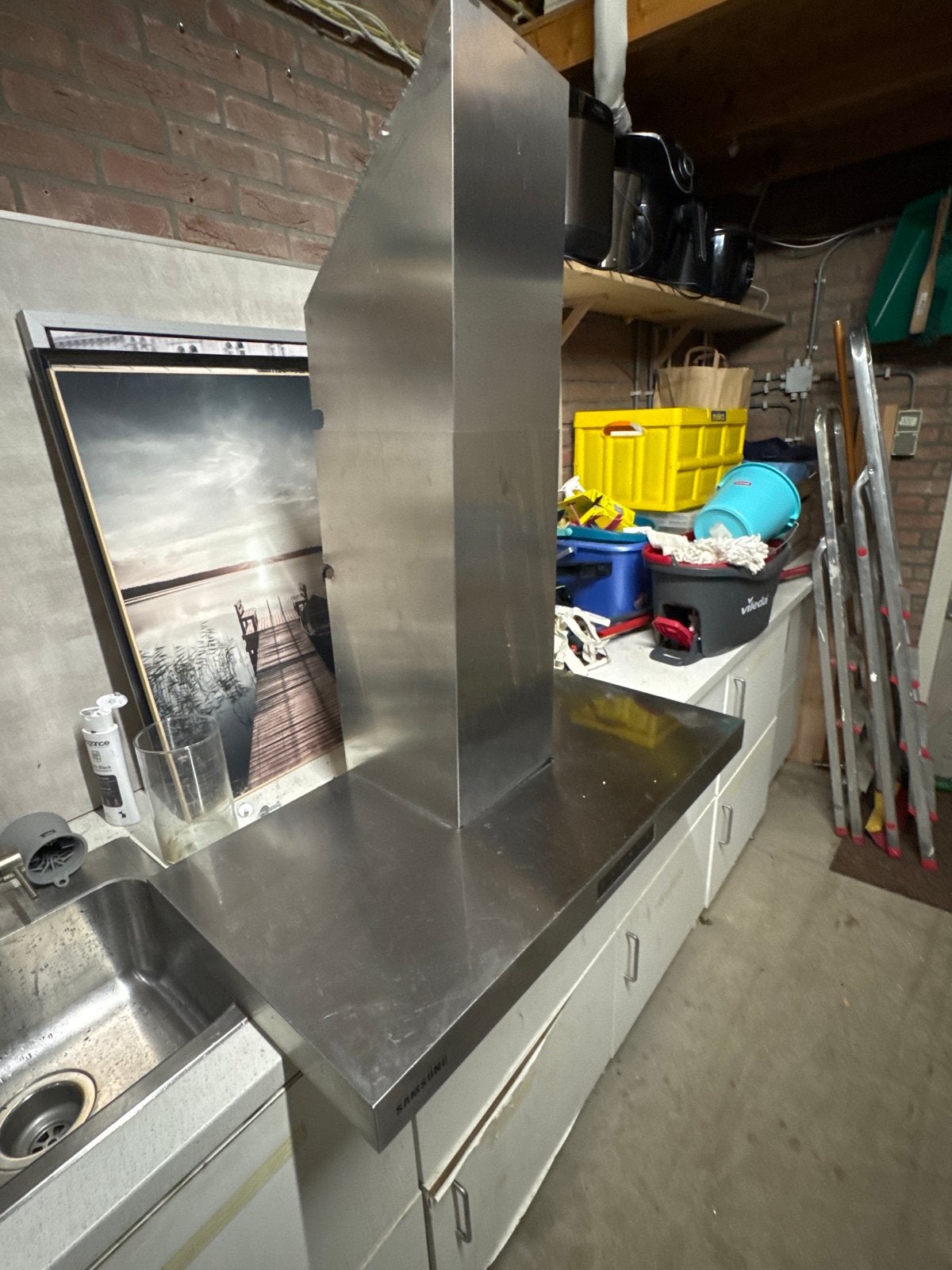 Samsung afzuigkap - RVS - 90 cm breed, Ophalen, Gebruikt, Onderbouw afzuigkap, Inbouw