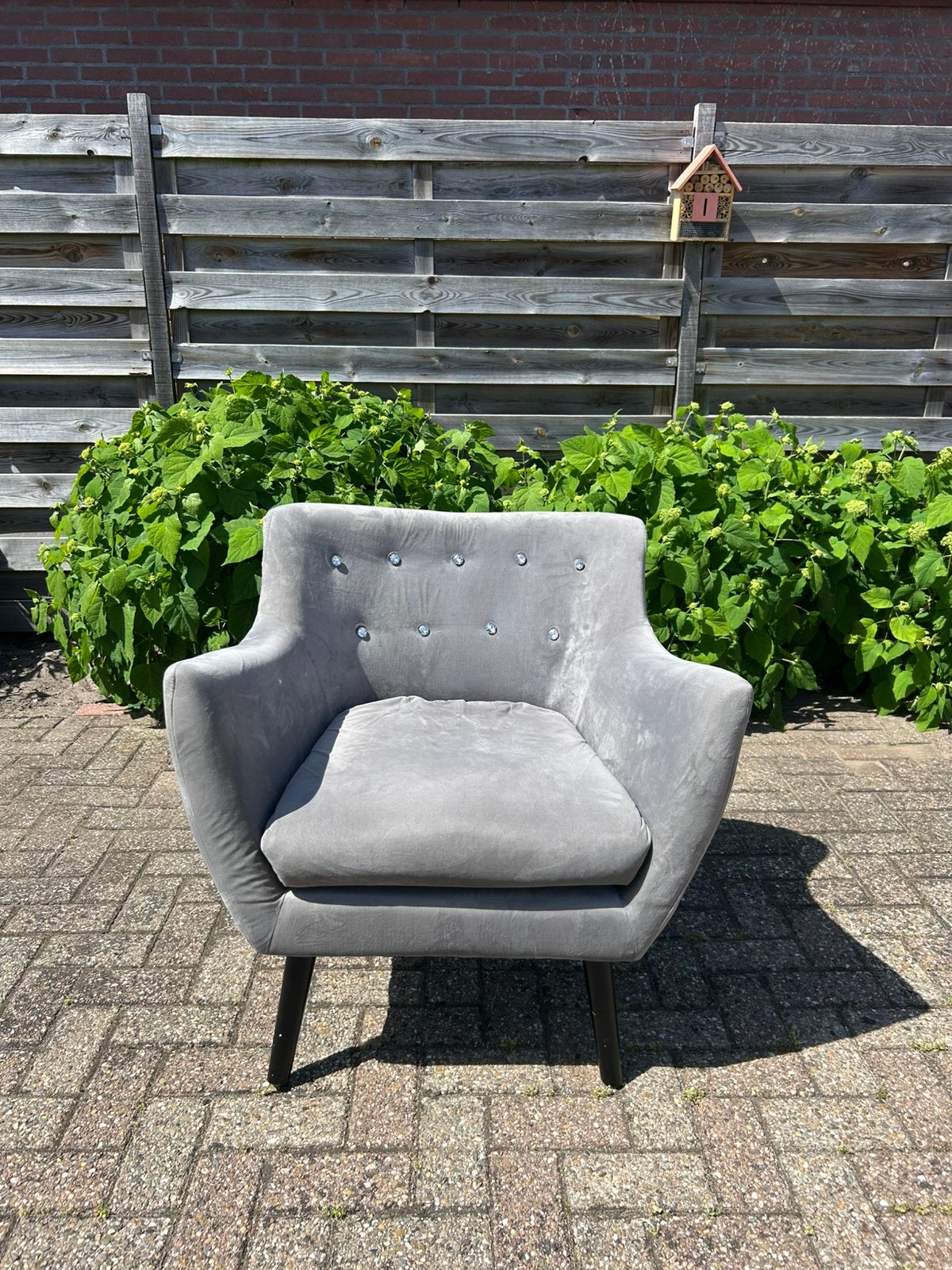 Grijzen stoel, Huis en Inrichting, Fauteuils, Ophalen, Gebruikt, 75 tot 100 cm, 50 tot 75 cm