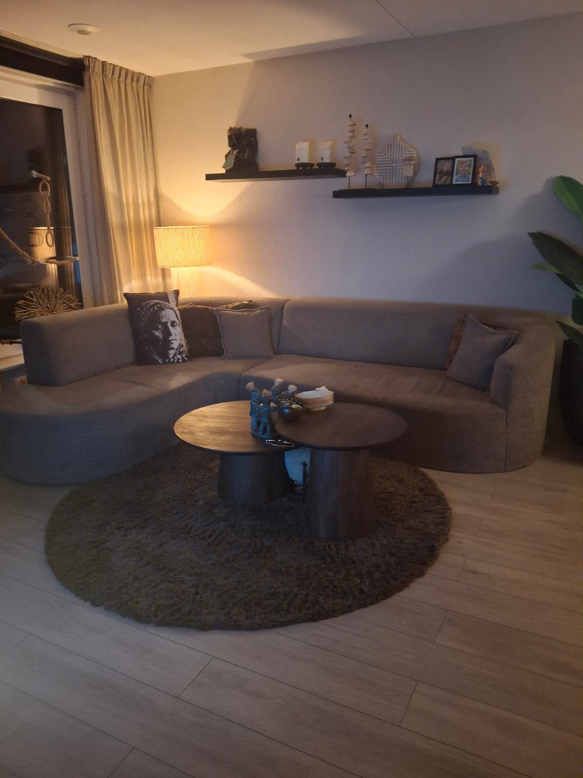 leuke hoekbank links taupe boucle, Huis en Inrichting, Ophalen, Stof