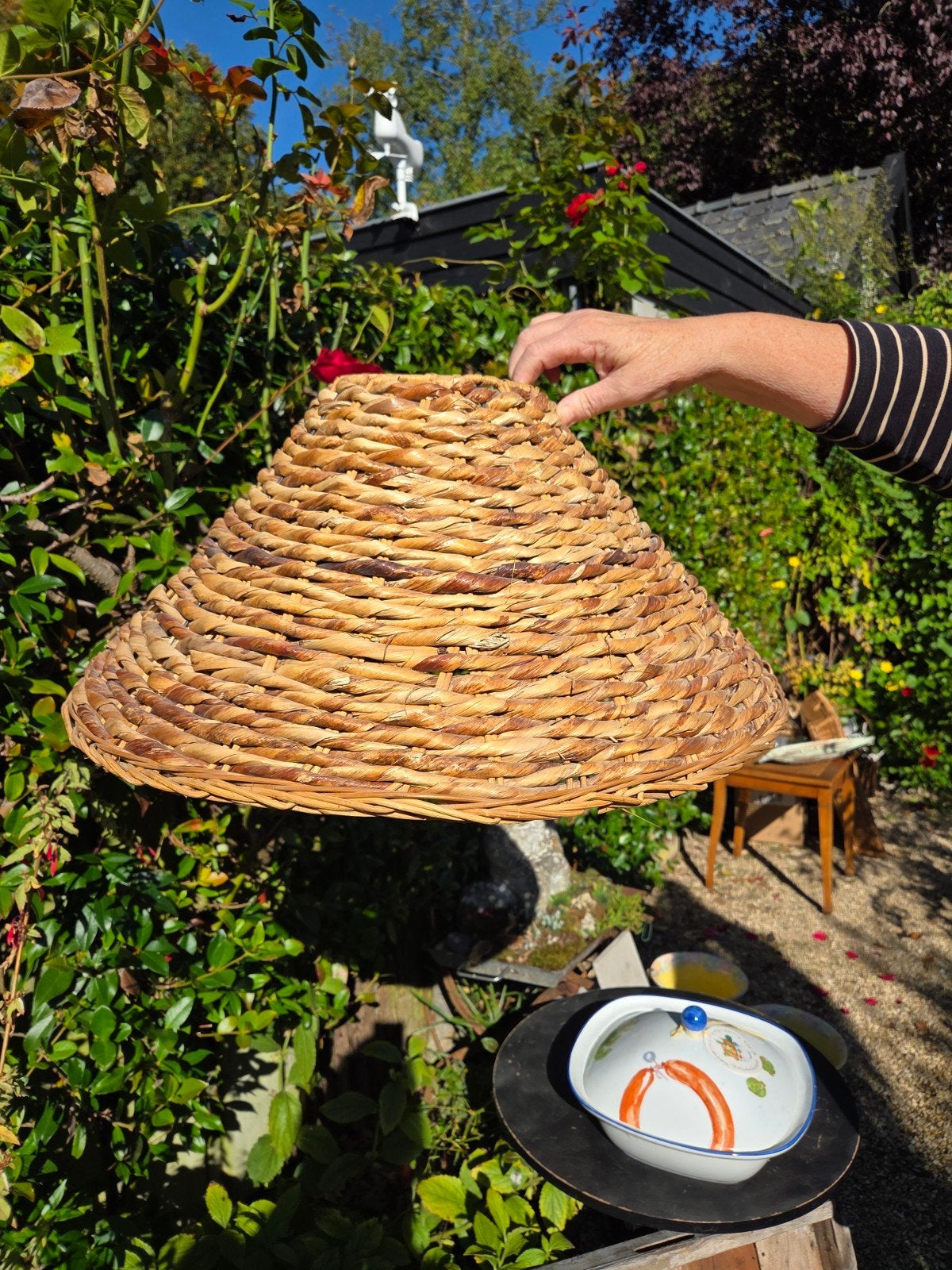 Rotan lampenkap, naturel, handgemaakt, Ophalen of Verzenden