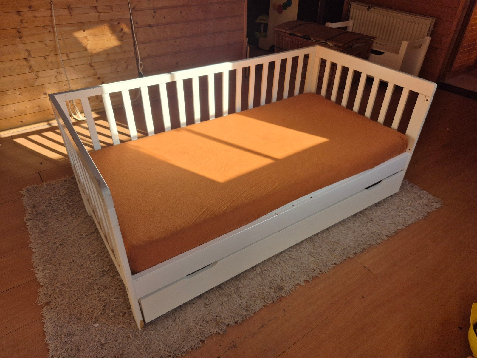 Kinderbed 145x75 met lade en matras, Ophalen, Gebruikt, Wit, 190 cm of minder