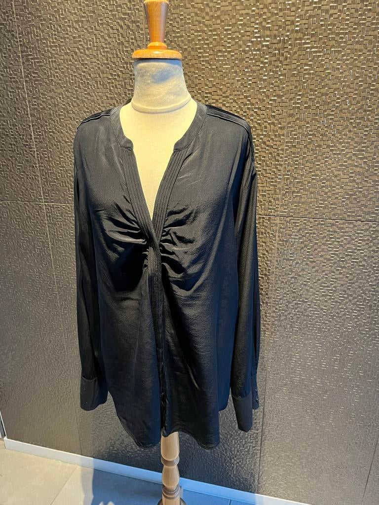 Elena Miro Zijden Blouse Zwart 46, Ophalen of Verzenden, Zo goed als nieuw, Maat 46/48 (XL) of groter, Zwart