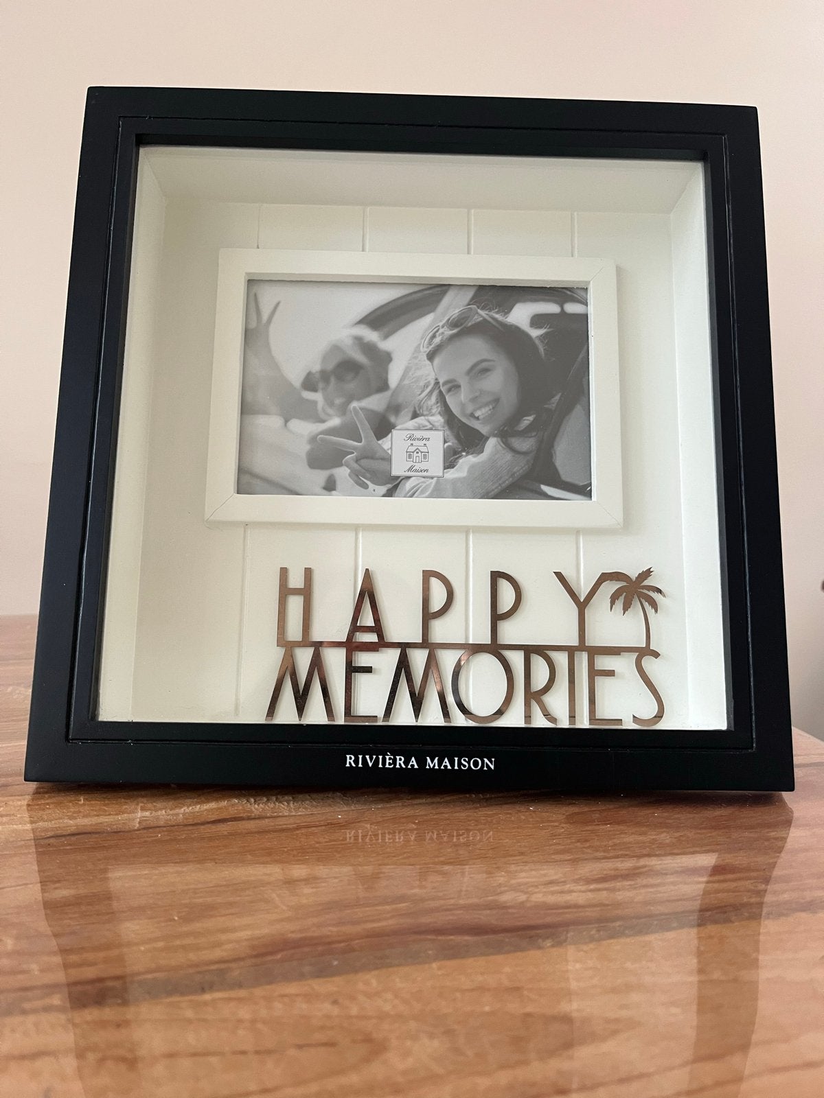 Riviera Maison Fotolijst 'Happy Memories' Zwart/Wit, Huis en Inrichting, Woonaccessoires | Lijsten, Nieuw, Ophalen of Verzenden