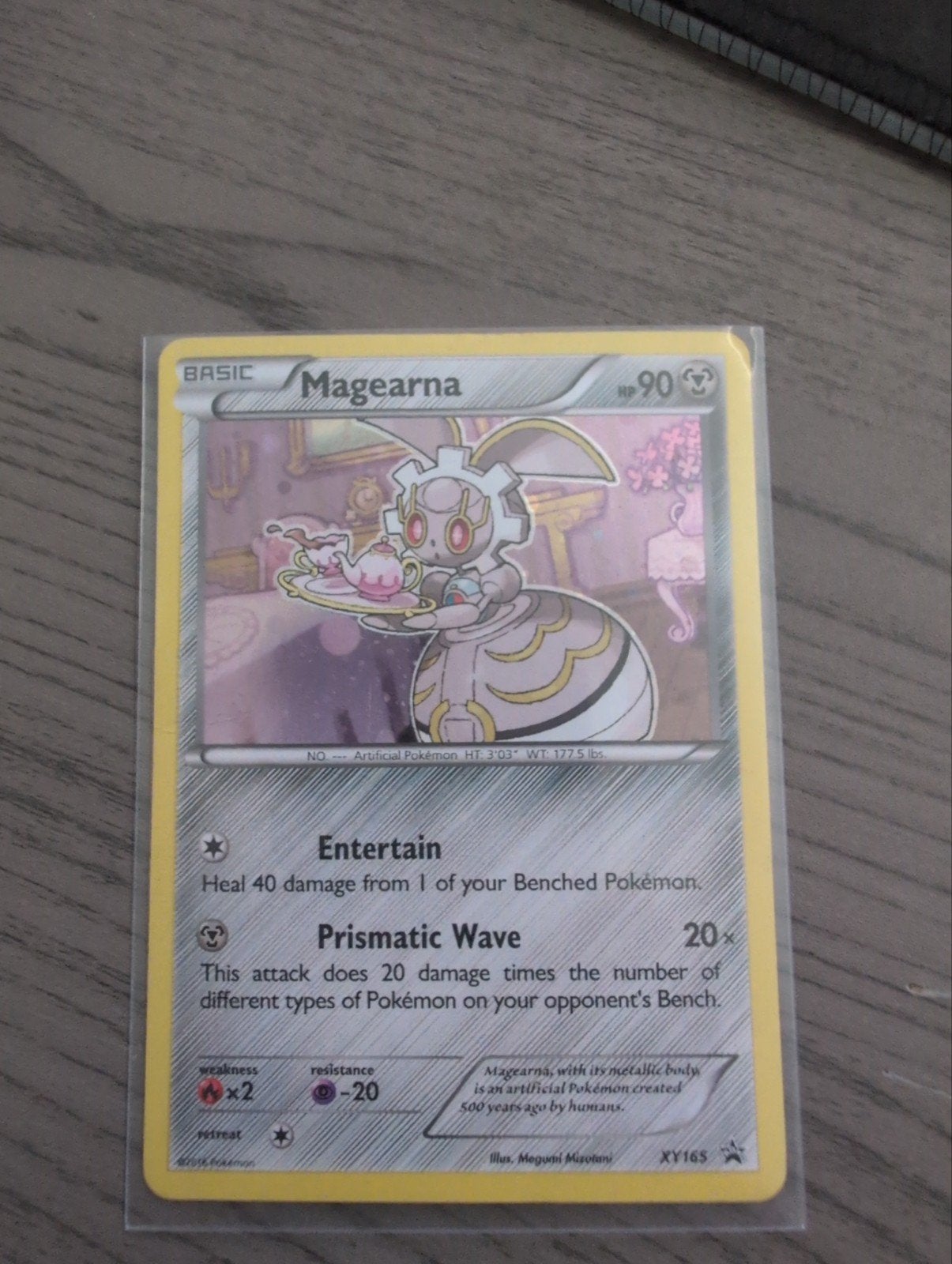 Magearna Pokémon Kaart XY165 Promo Foil, Ophalen of Verzenden, Zo goed als nieuw, Losse kaart, Foil