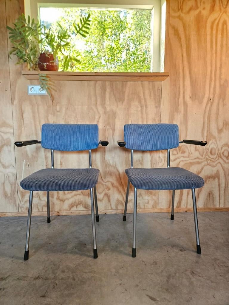 2st Gispen 1235 vintage retro buisframe origineel - ribstof, Ophalen, Gebruikt, Twee, Blauw