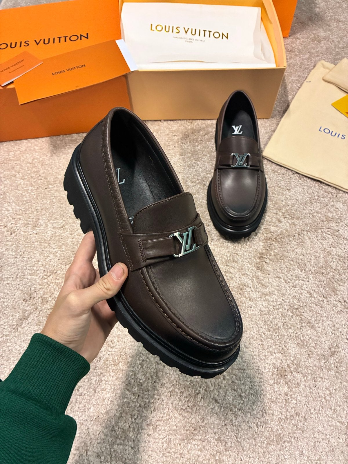 Louis Vuitton Major Loafers - Bruin Leer, Loafers, Bruin, Ophalen of Verzenden, Zo goed als nieuw