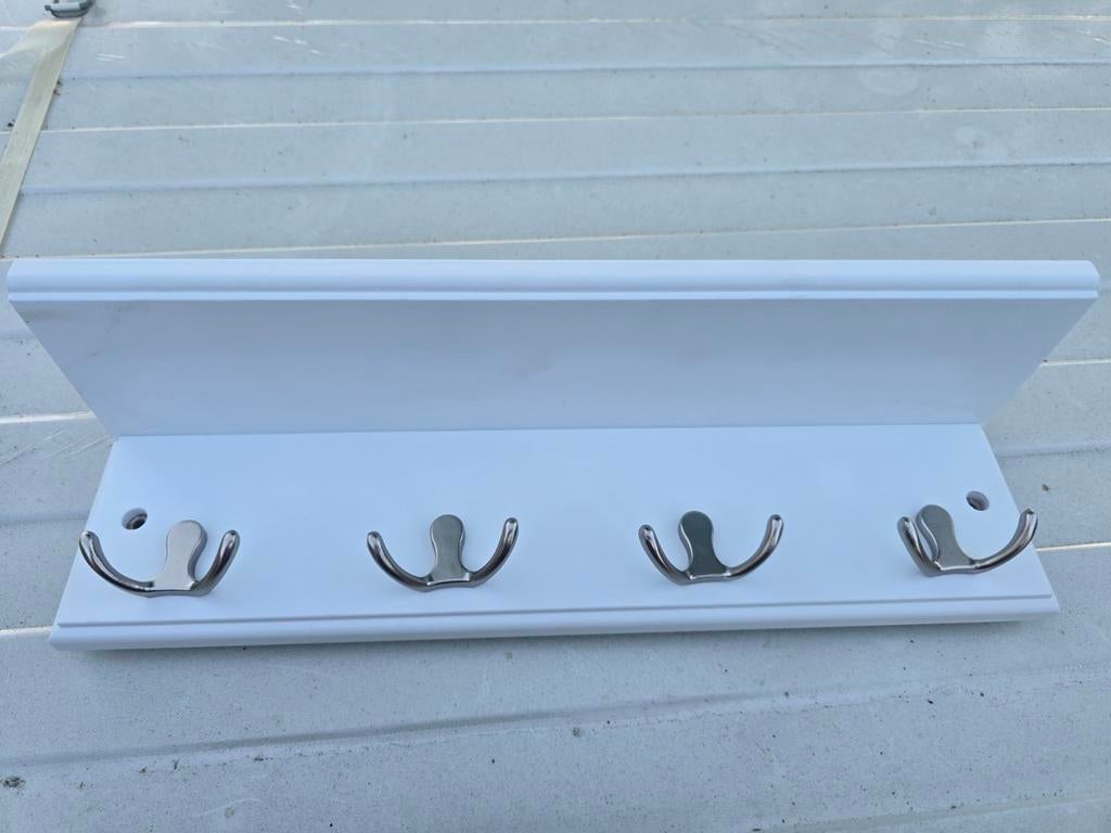 Witte kapstok met plank en 4 haken, Overige houtsoorten, Met plank(en), Modern, Functioneel, Zo goed als nieuw