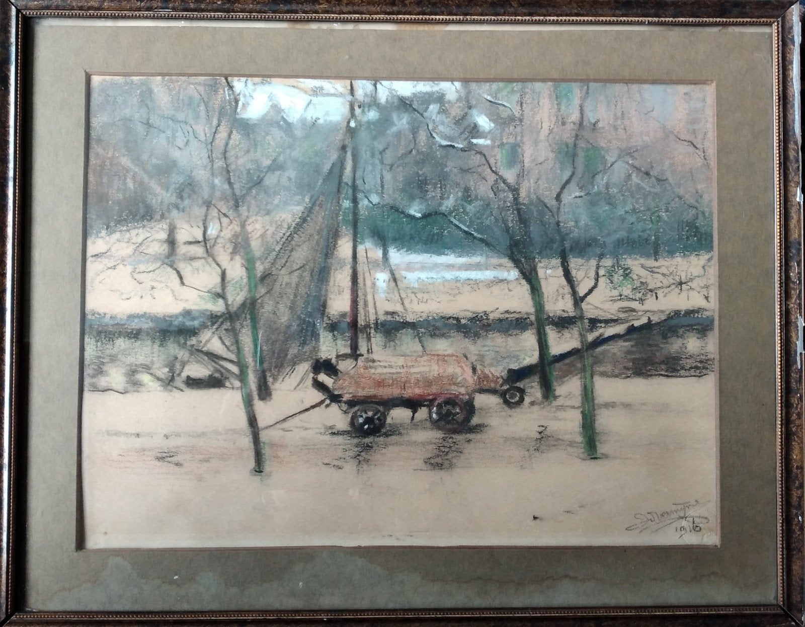 Jan van Herwijnen, pasteltekening, 1916., Antiek en Kunst, Ophalen of Verzenden