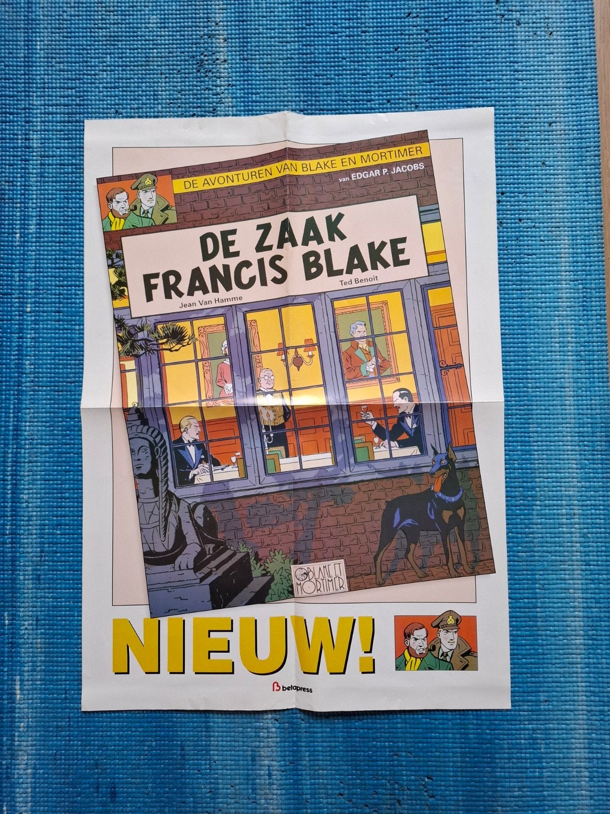 Poster Blake en Mortimer - De Zaak Francis Blake, Ophalen of Verzenden, Zo goed als nieuw