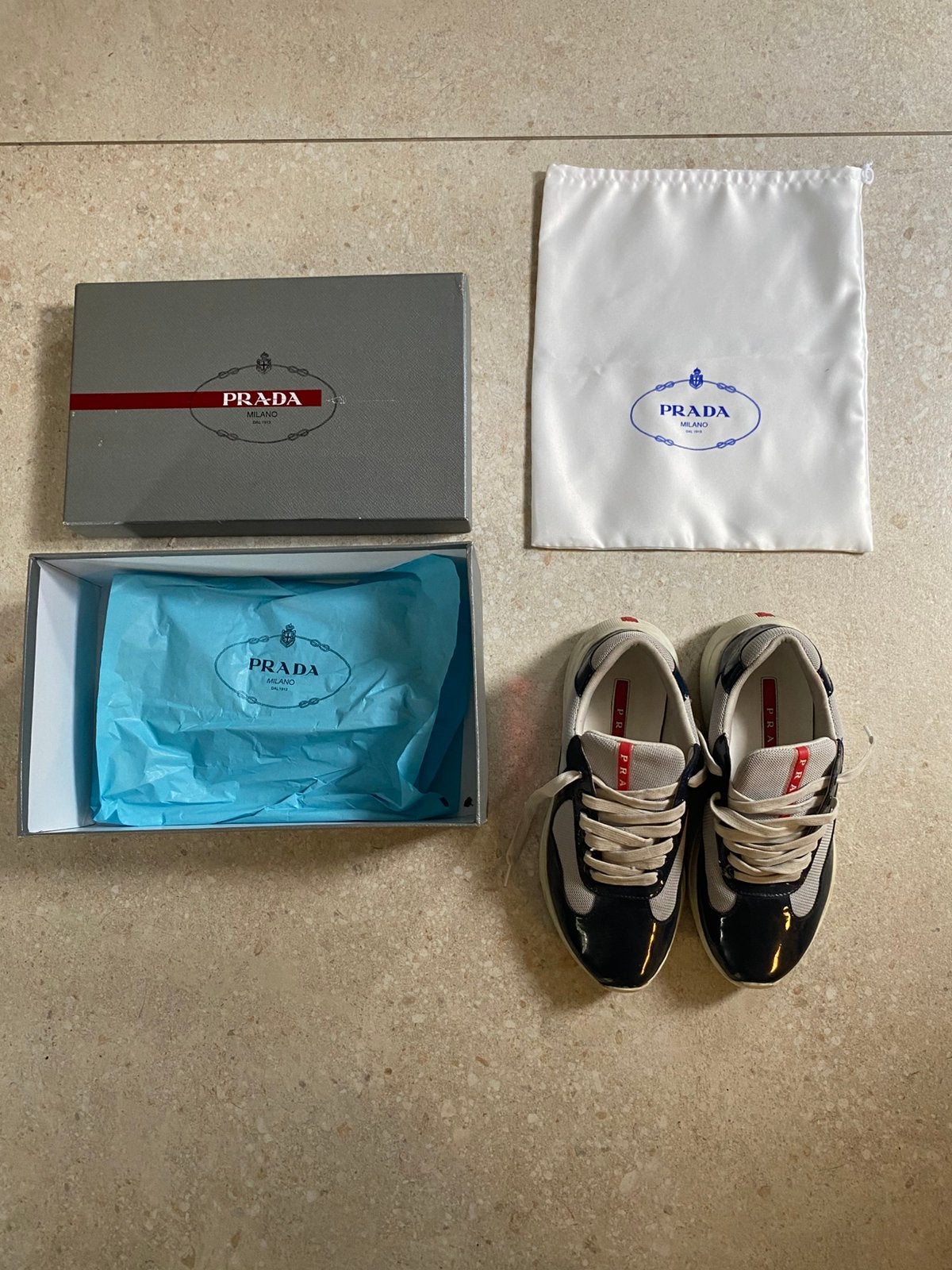 Prada America’s Cup Sneakers, Kleding | Heren, Verzenden, Blauw, Sneakers of Gympen, Zo goed als nieuw