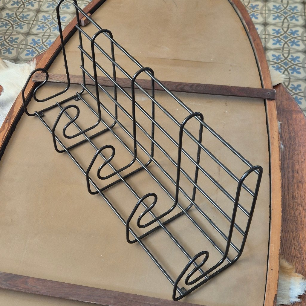 Zwart metalen wandkapstok 5 afgeronde haken 60 cm