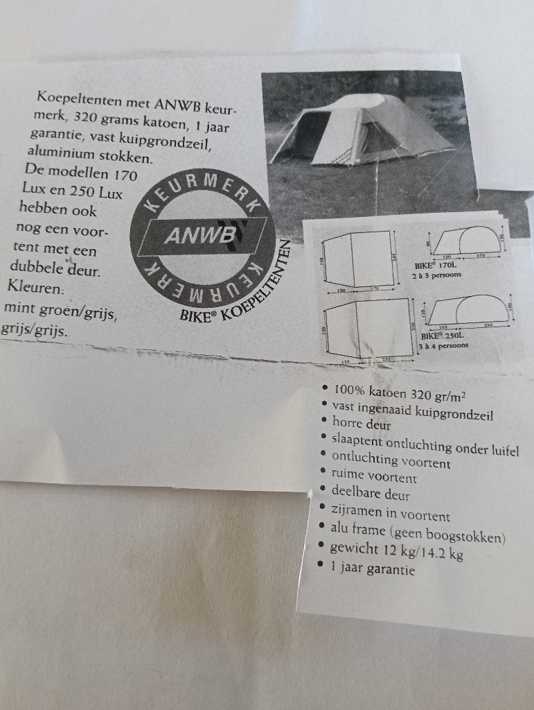 Katoenen tent, Caravans en Kamperen, Tenten, Ophalen, Gebruikt, Tot en met 3