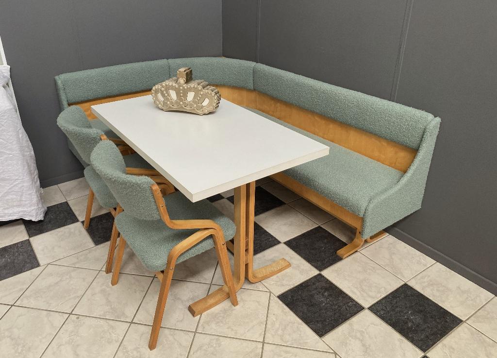 70 jaren complete eethoek nieuw bekleed bouclé Ludvík Volák, Ophalen, Gebruikt, Overige materialen, Vintage design