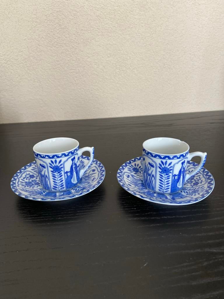Set van 2 chinese kopjes en schotels, Antiek en Kunst, Antiek | Servies los, Ophalen of Verzenden