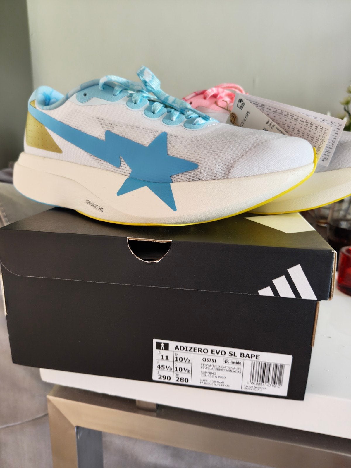 Adidas Adizero Evo SL Bape Blue Pink Gold, Kleding | Heren, Schoenen, Overige kleuren, Nieuw, Ophalen of Verzenden, Sneakers of Gympen