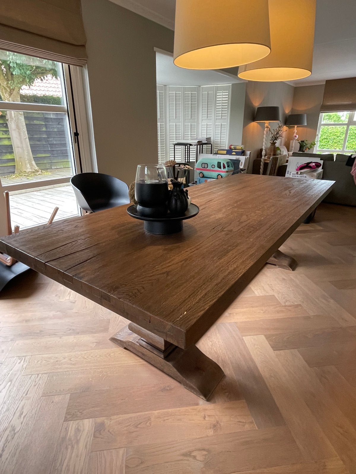 Eiken  klooster tafel, Huis en Inrichting, Ophalen, 100 tot 150 cm, 200 cm of meer, Zo goed als nieuw