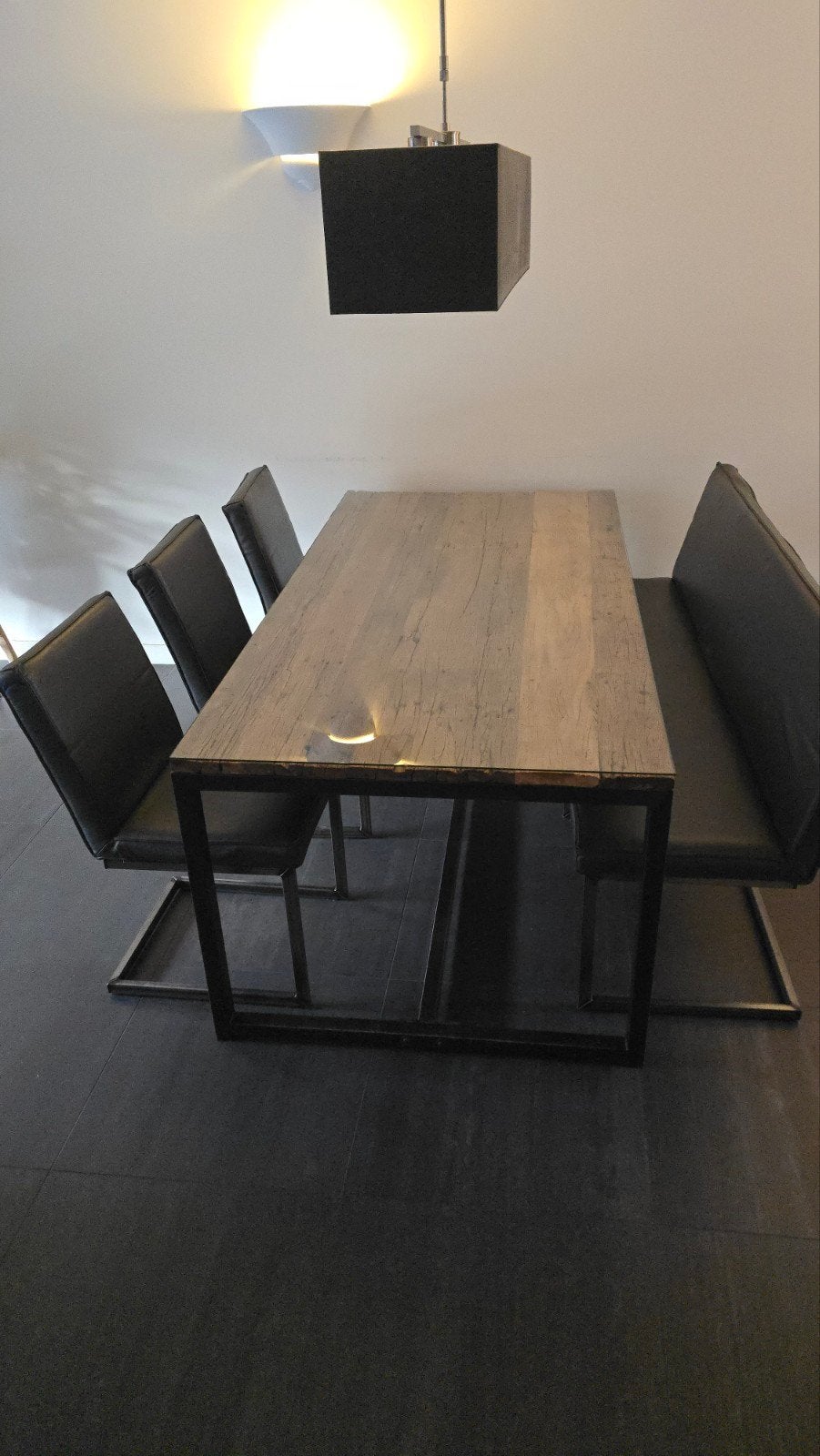 Prachtige Industriële Meubelset: Eettafel, Salontafel enz., Huis en Inrichting, Ophalen, Industriële Meubelset., Gebruikt, Eikenhout