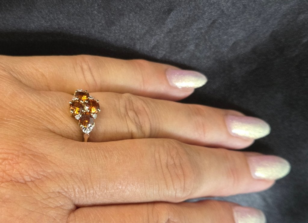 Gouden Vintage ring oranje gele saffier en diamant.2026/440, Sieraden, Tassen en Uiterlijk, Ringen, Overige kleuren, ., Ophalen of Verzenden
