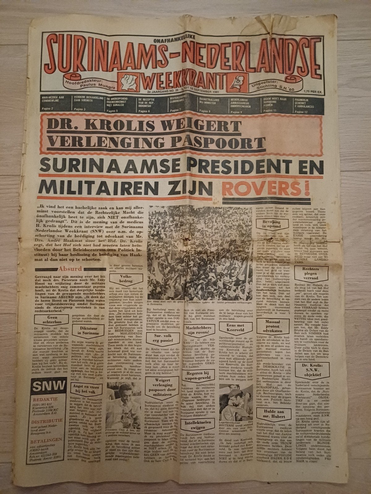 Surinaams-Nederlandse Weekkrant 1981, Boeken, Ophalen of Verzenden, Gelezen