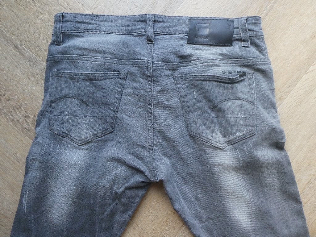 Gedragen Grijze Gstar 3301 Super Slim spijkerbroek , 36-34, W32 (confectie 46) of kleiner, Ophalen of Verzenden, G-Star, Grijs