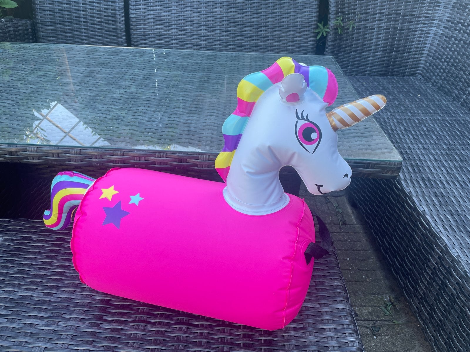 Opblaasbare Eenhoorn skippybal - Roze, Kinderen en Baby's, Speelgoed | Buiten | Los speelgoed, Ophalen, Zo goed als nieuw