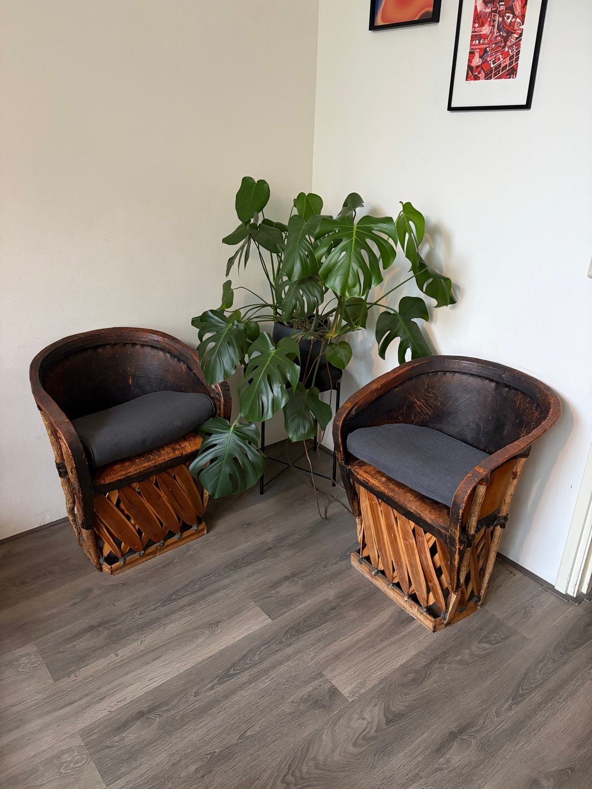 Vintage Mexicaanse Equipale Stoel, Ophalen