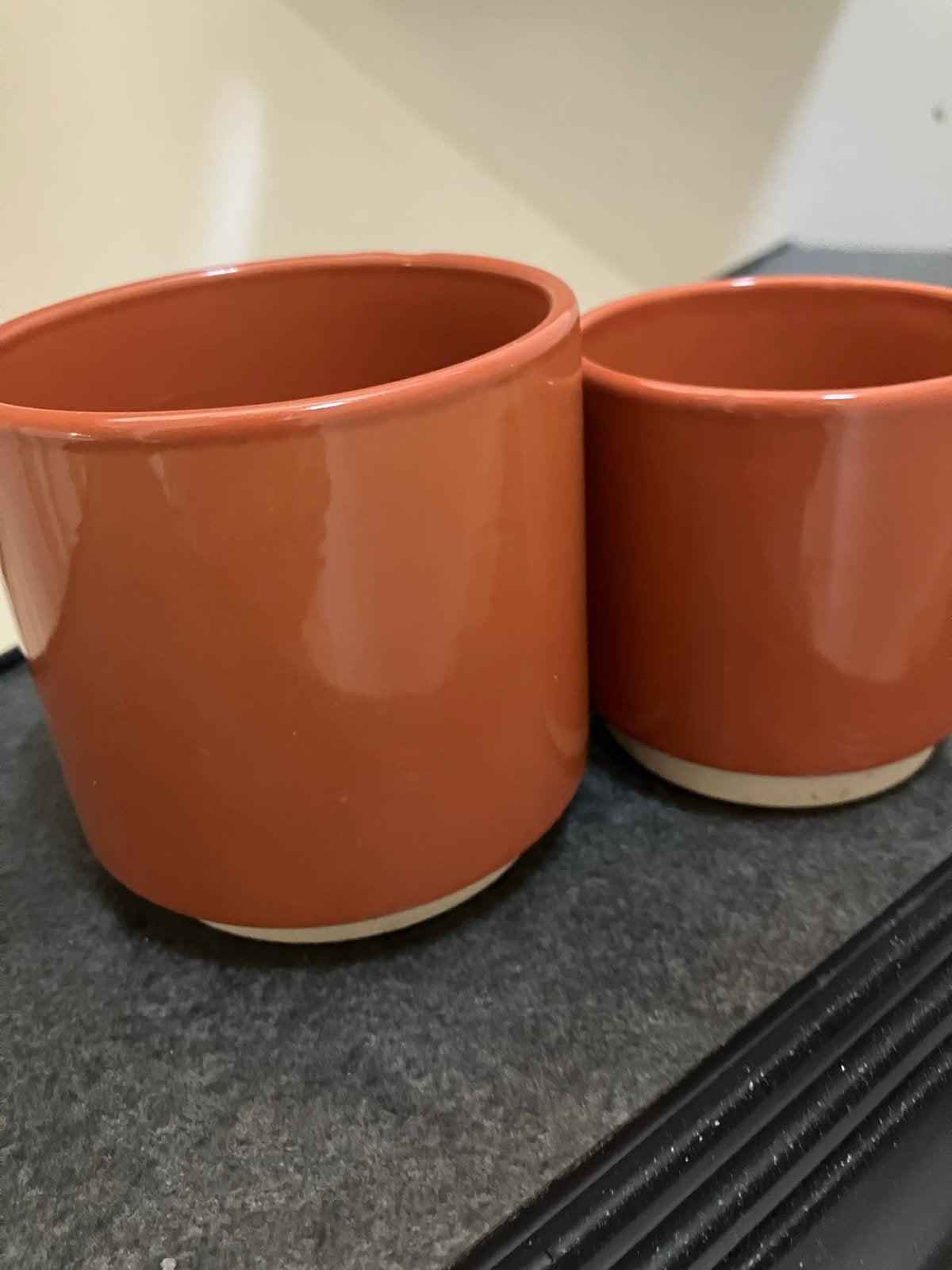 Set van 2 terracotta bloempotten=klein 2x=decoratie, Tuin en Terras, Bloempotten, Gebruikt, Rond, Binnen, Ophalen of Verzenden