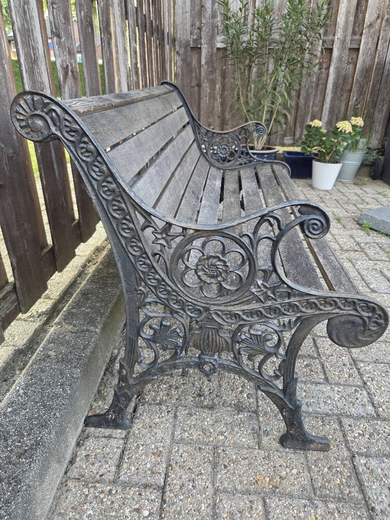 Gietijzeren tuinbankje, Tuin en Terras, Tuinbanken, Ophalen, Gebruikt, Metaal