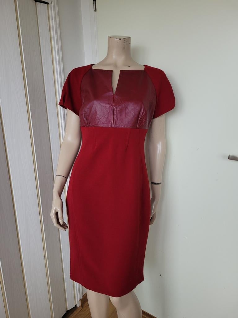 Pinko jurk rood maat 38/40 leer detail, Ophalen of Verzenden, Zo goed als nieuw, Boven de knie, Rood