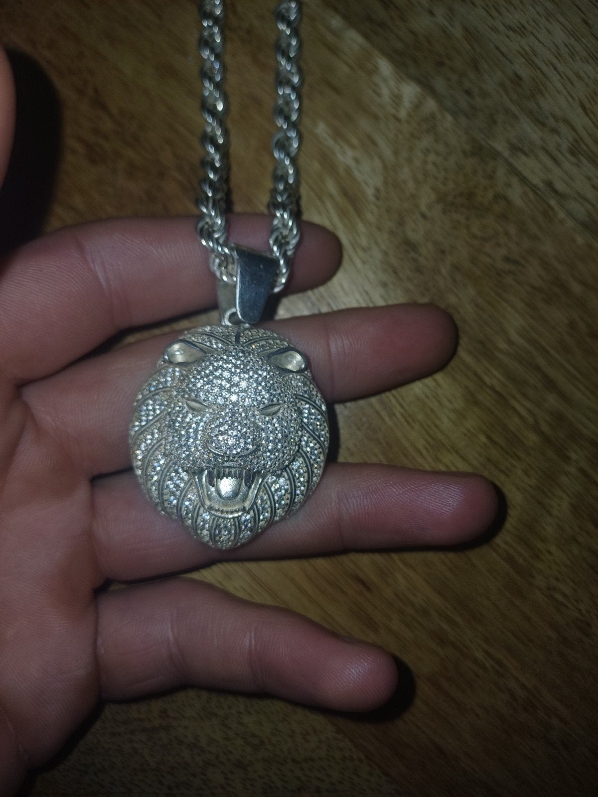 rope chain met leeuwenhanger kop&zirkonia steentjes erop 925, Nieuw, Ophalen of Verzenden, Met edelsteen, Zilver