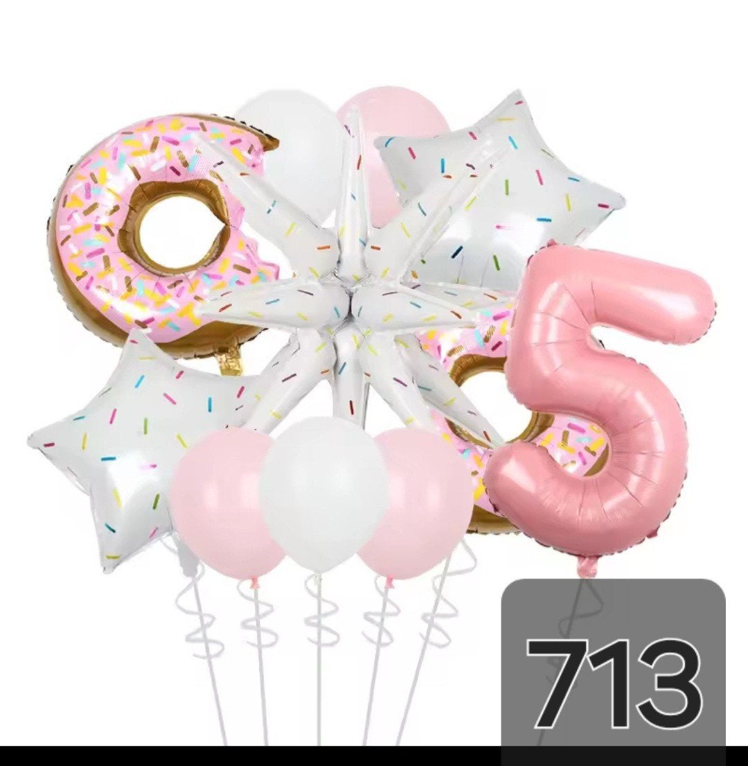 Nieuw Donut en Nummer 5 Folieballon Set - Roze en Wit, Hobby en Vrije tijd, Ophalen of Verzenden, Nieuw, Versiering, Verjaardag