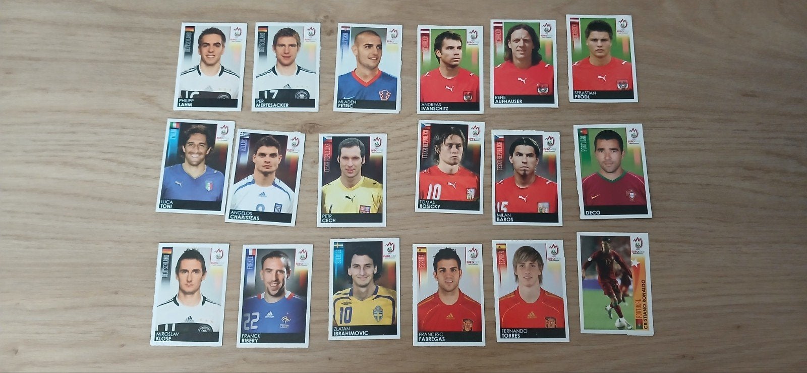 Panini Euro 2008 stickers met o.a. Cristiano Ronaldo, Ophalen of Verzenden