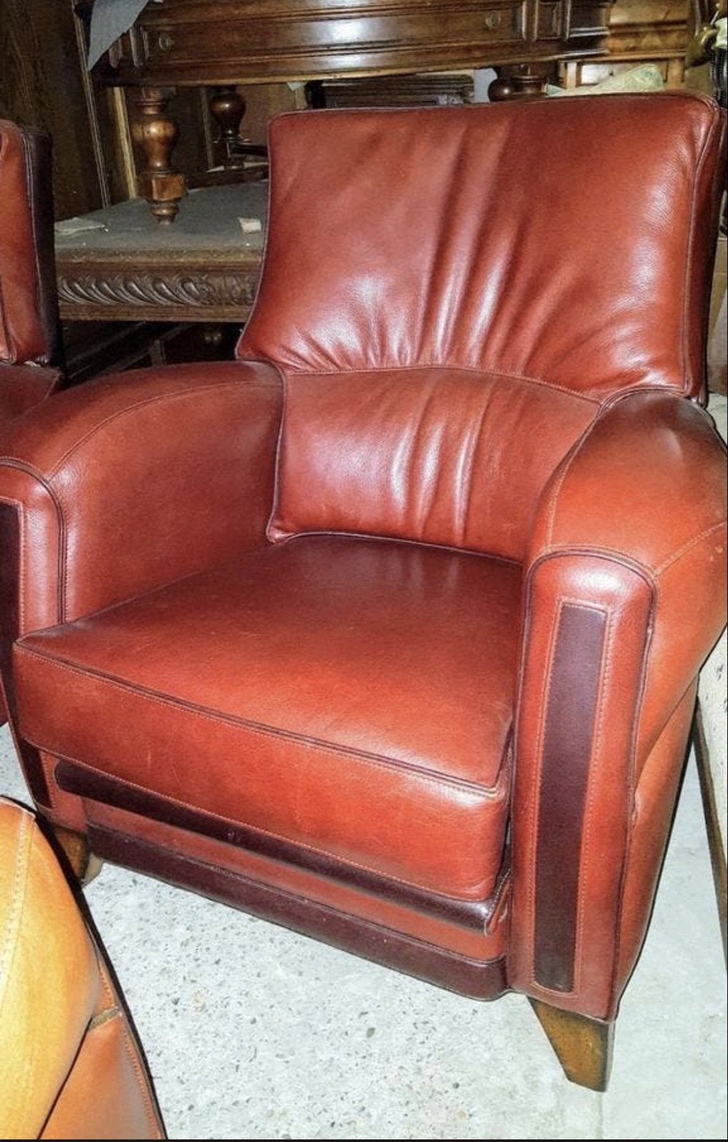 Comfortabele leren fauteuil - Mol en Geurts, Ophalen, Gebruikt, Leer, 75 tot 100 cm