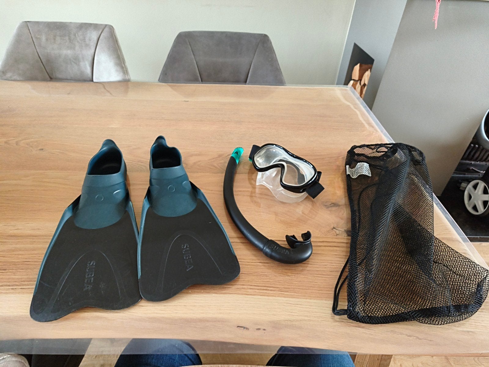 Duikset: Zwemvliezen, Duikbril en Snorkel (Suboea), Ophalen of Verzenden, Gebruikt, Snorkelset