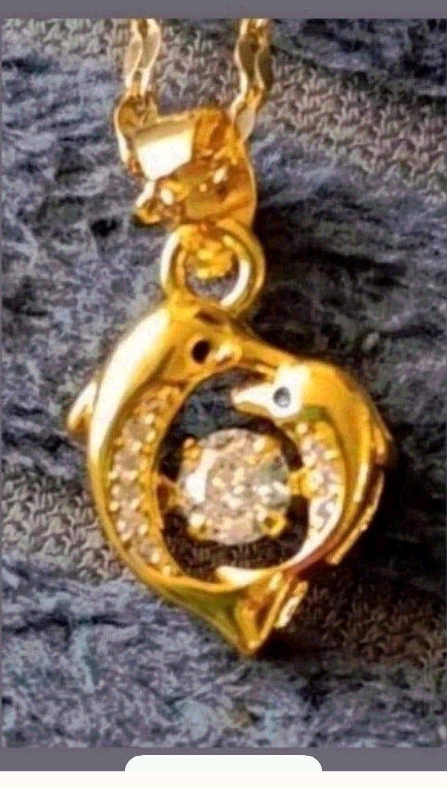 ketting dolfijnen Swarovski, Verzenden, Nieuw, Goud, Met hanger