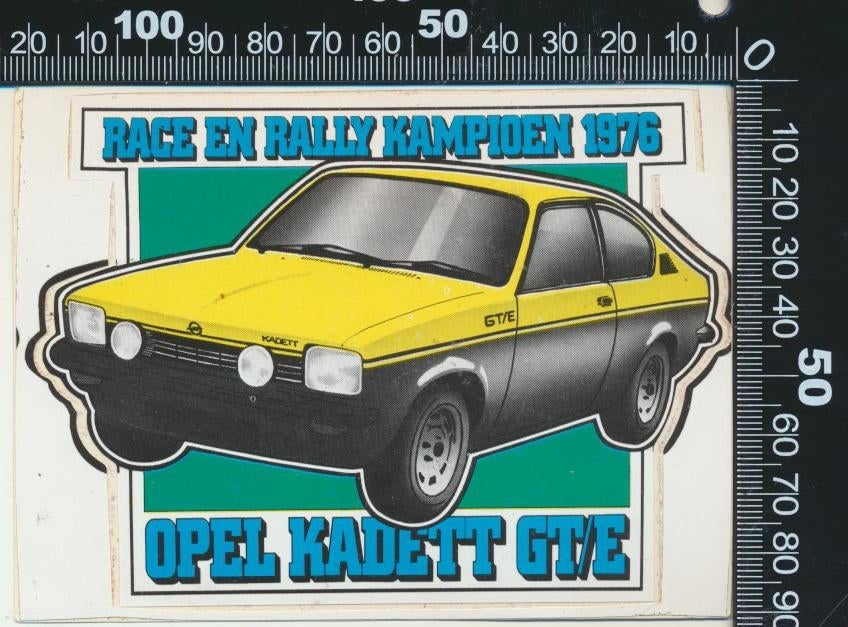 Sticker: Opel - Kadett GTE - Race en rally kampioen 1976 (2), Verzamelen, Ophalen of Verzenden, Zo goed als nieuw, Auto of Motor