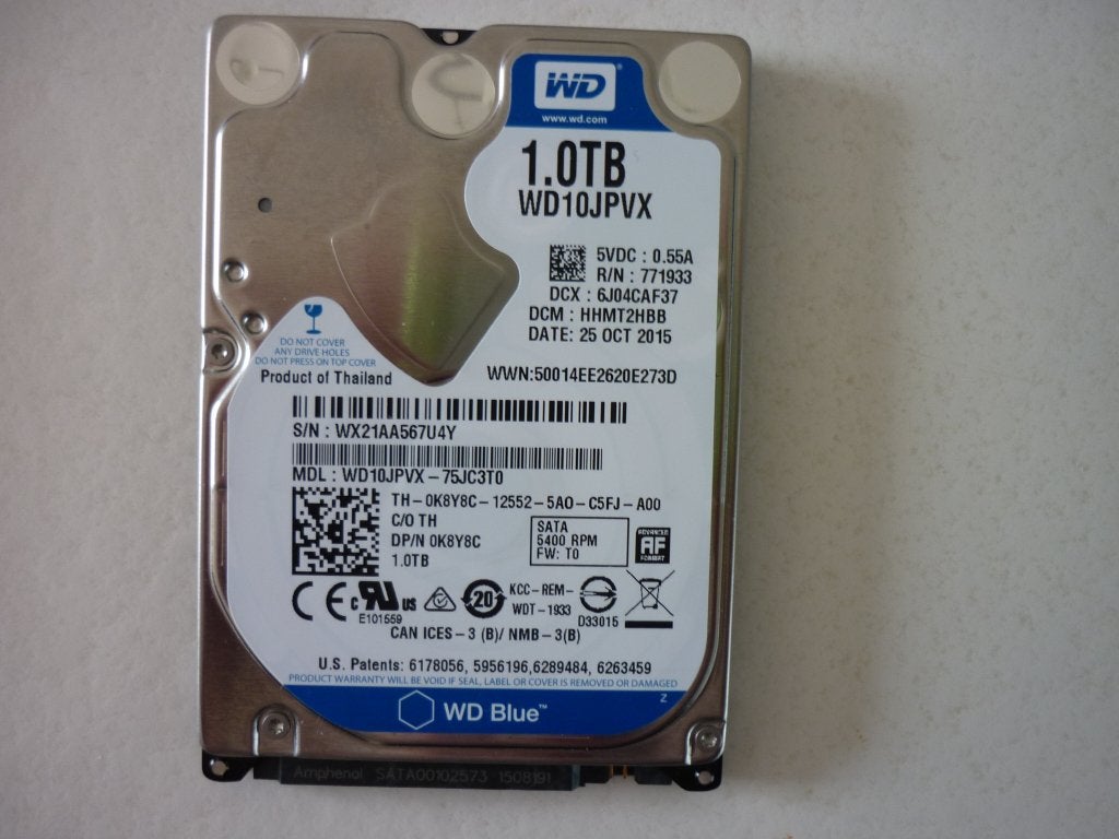 WD Blue  2,5 " SATA 1x TB HDD, Computers en Software, 1 x TB  ( 1.000 GB ), Intern, Zo goed als nieuw, Desktop