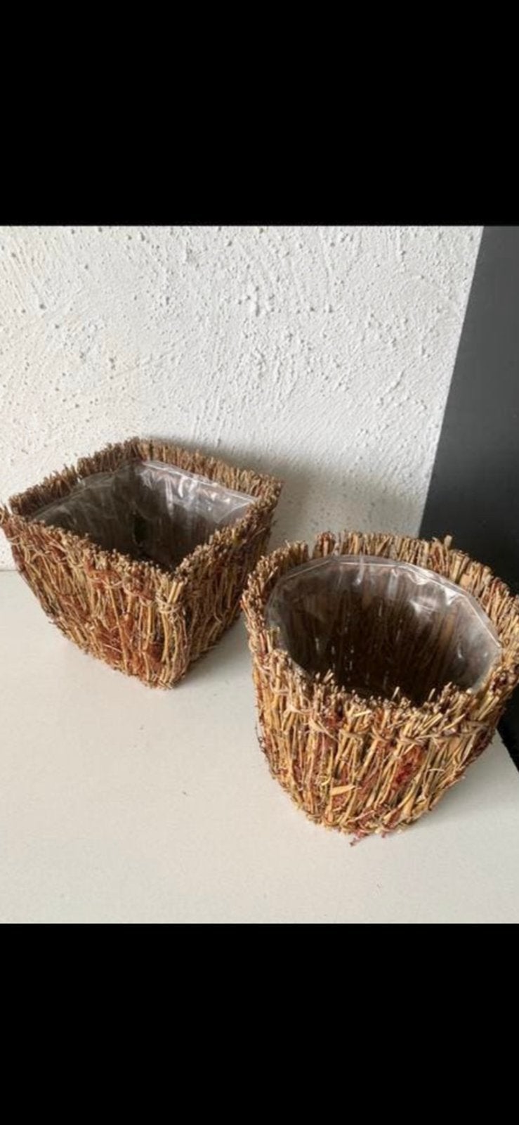 mooie 2-delige set: ‘RUSTIEKE LANDELIJKE BLOEMPOTTEN’, Ophalen, Overige materialen, Zo goed als nieuw, Minder dan 40 cm