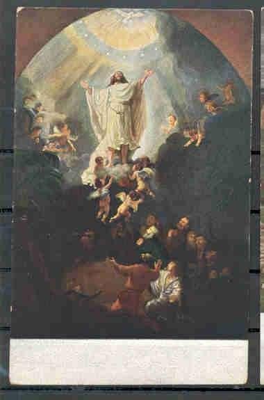 Godsdienst (1) - hemelvaart - schilderij van Rembrandt, Verzamelen, Verzenden, Voor 1920, Ongelopen, Overige thema's