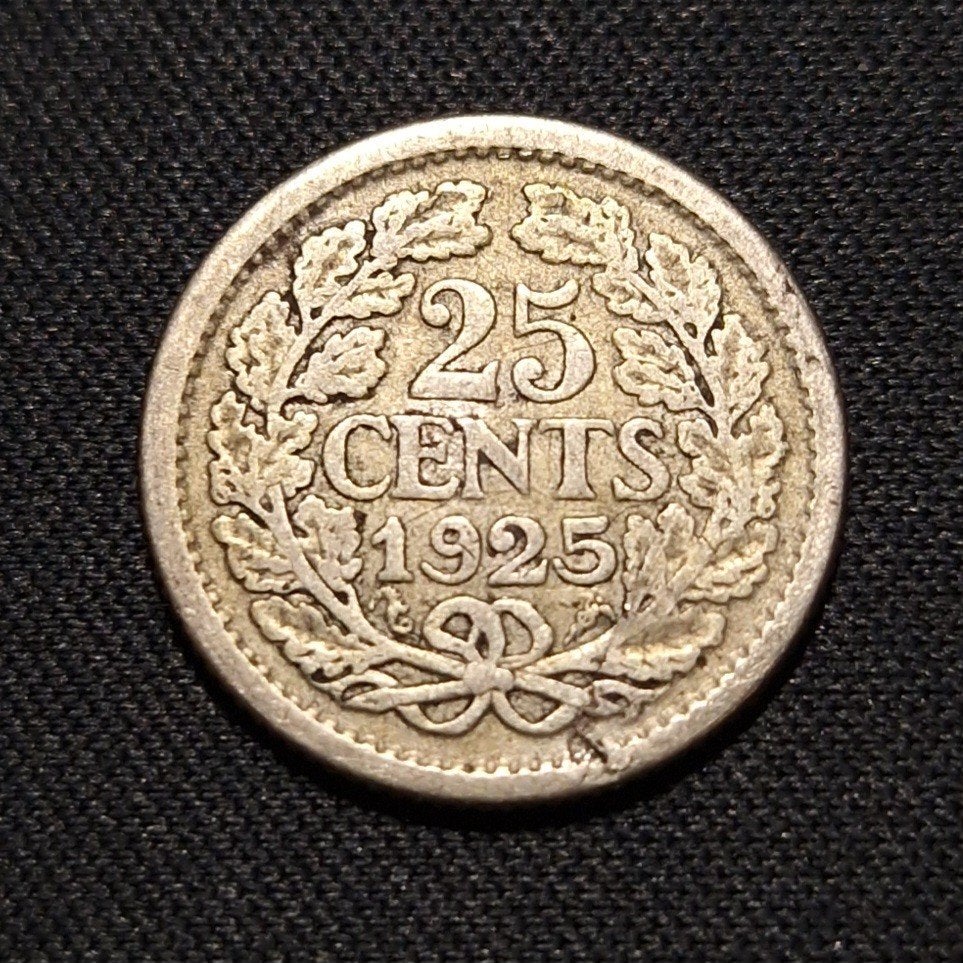 25 cent 1925, Postzegels en Munten, Munten | Nederland, Zilver, 25 cent, Ophalen of Verzenden, Koningin Wilhelmina