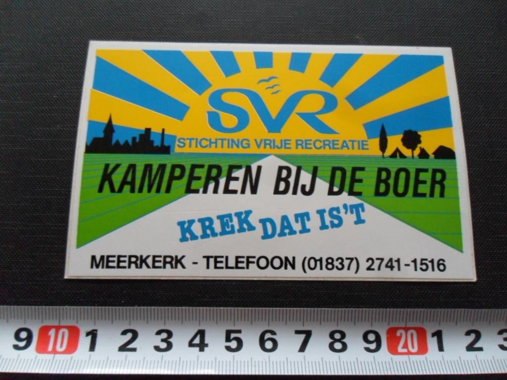 sticker Meerkerk SVR Kamperen bij de boer Krek dat is't, Verzamelen, Stickers, Zo goed als nieuw, Ophalen