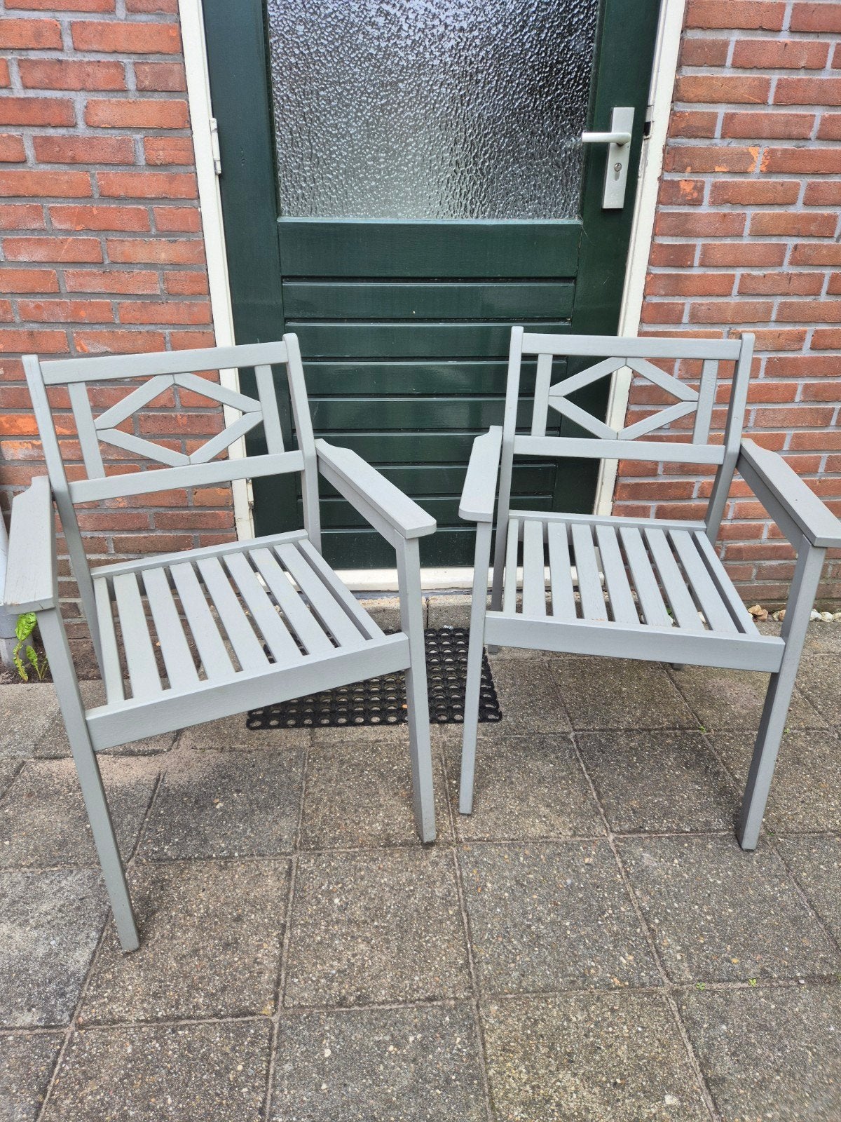 2 grijze IKEA tuinstoelen BONDHOLMEN - nog prima, Ophalen