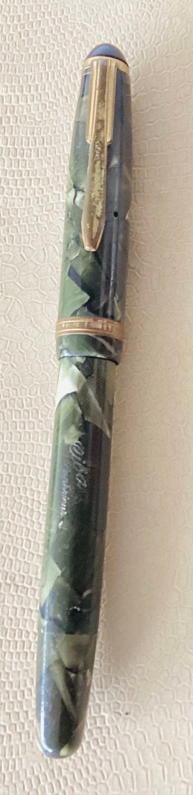 Oude marmerlook,Ciba Superieur vulpen 1963,14 kt gouden pen, Verzamelen, Pennenverzamelingen, Ophalen, Gebruikt, Vulpen, Overige merken