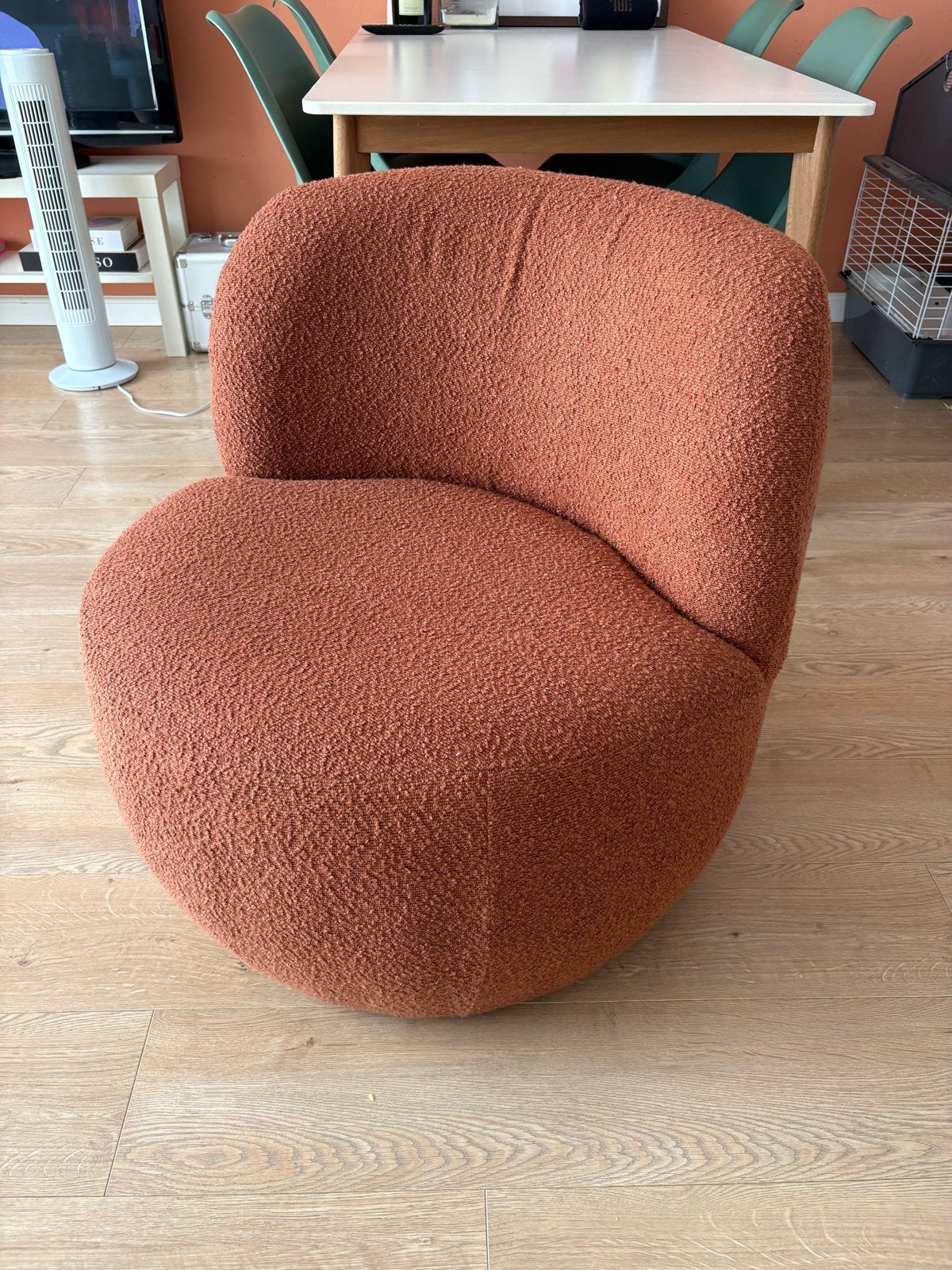 Xenos Bouclé Fauteuil - Terracotta, Ophalen, Zo goed als nieuw, Rood, Eén
