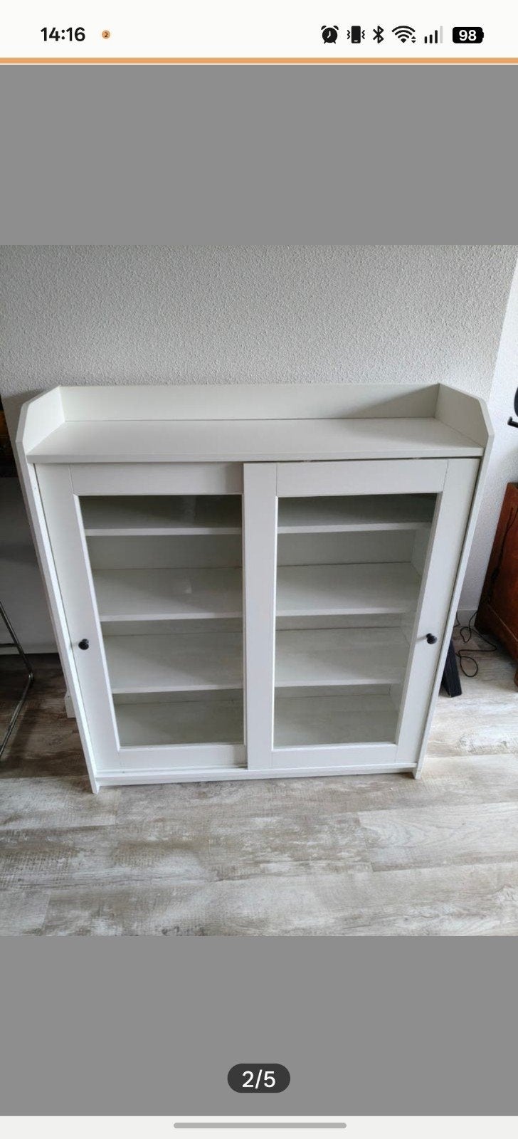 HAUGA Vitrinekast wit, 105x116 cm, Ophalen, Met deur(en), 100 tot 150 cm, Modern, Scandinavisch